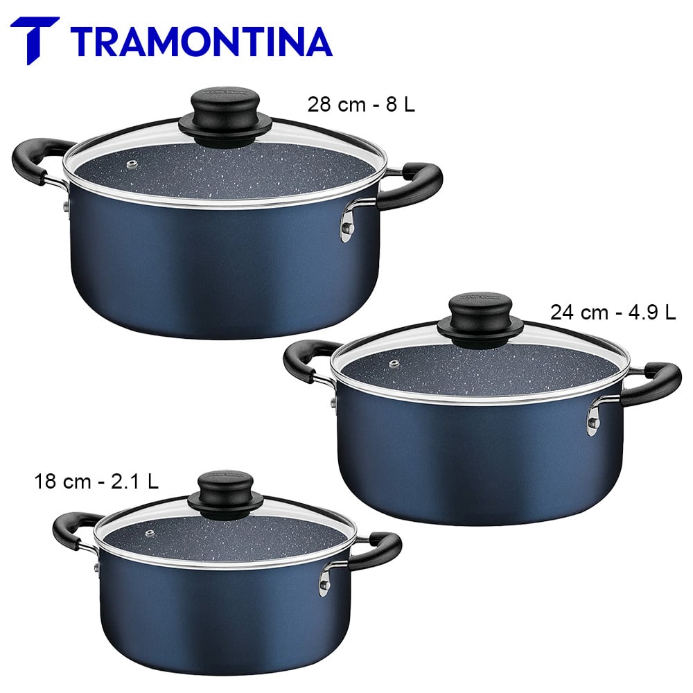 JUEGO DE OLLAS TRAMONTINA 10 PIEZAS MAX AZUL ANTIADHERENTE - 4