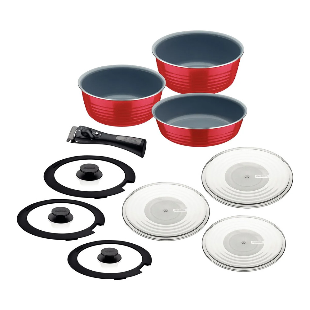 SET OLLAS TRAMONTINA 10 PZAS ANTIADHERENTE ITRIA ROJO - 1