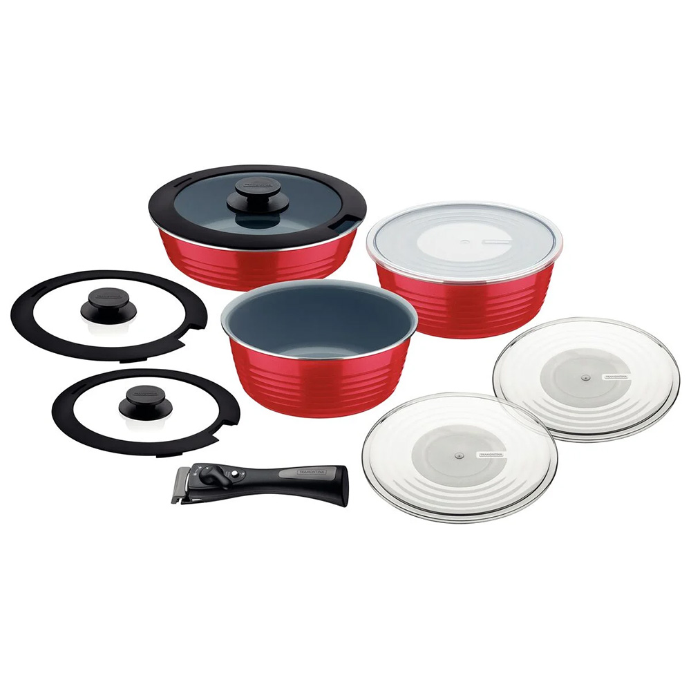 SET OLLAS TRAMONTINA 10 PZAS ANTIADHERENTE ITRIA ROJO - 4