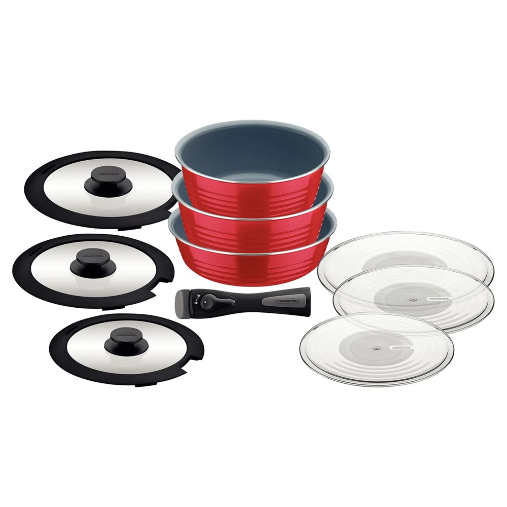 SET OLLAS TRAMONTINA 10 PZAS ANTIADHERENTE ITRIA ROJO - 5