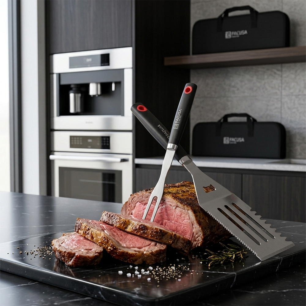 SET DE UTENSILIOS 4 PZAS PARRILLA BBQ CON MALETA DE NYLON - 3