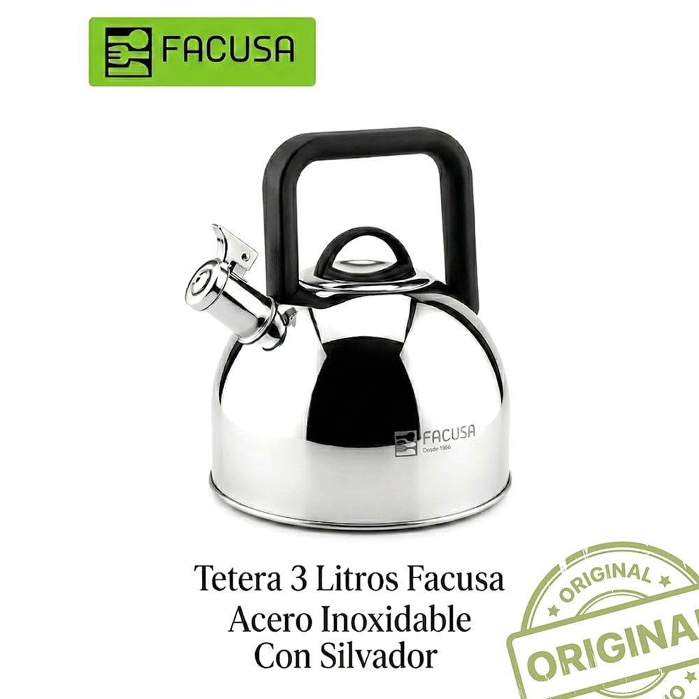TETERA 3 LITROS FACUSA VERONA ACERO INOXIDABLE CON SILBADOR - 1
