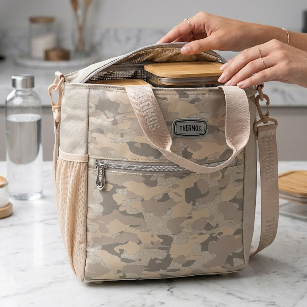 LONCHERA THERMOS BOLSO TÉRMICO CAMO BEIGE - 5