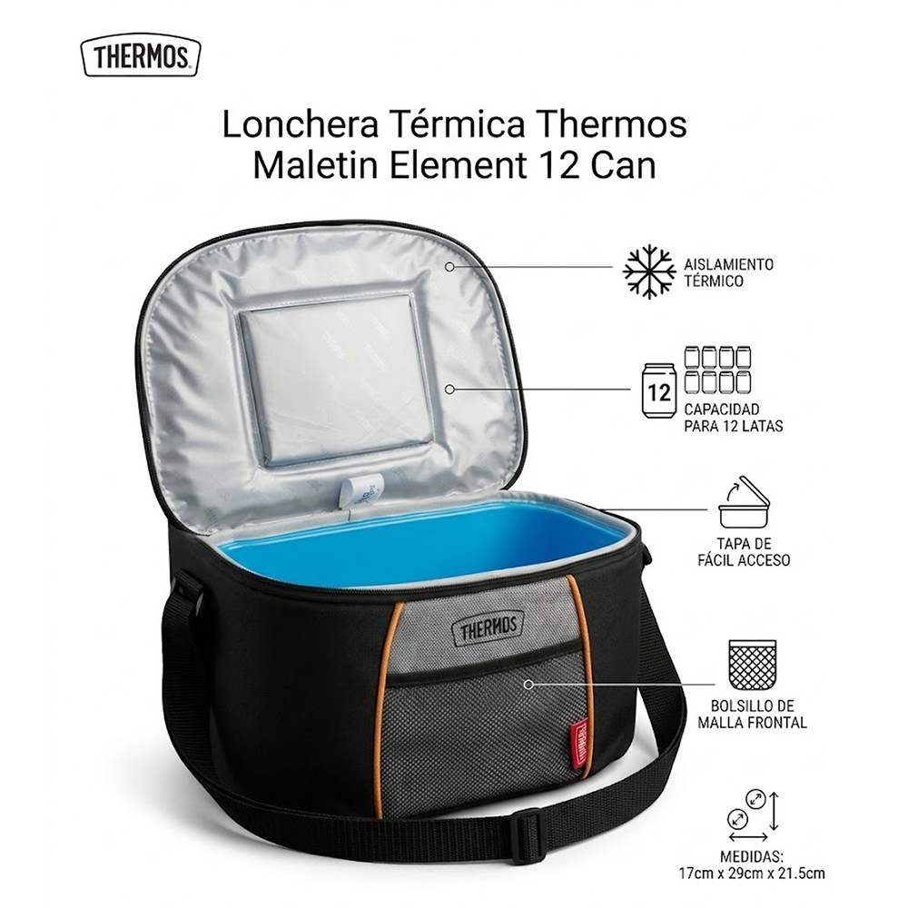 LONCHERA COOLER THERMOS ELEMENT 12 CAN - 4