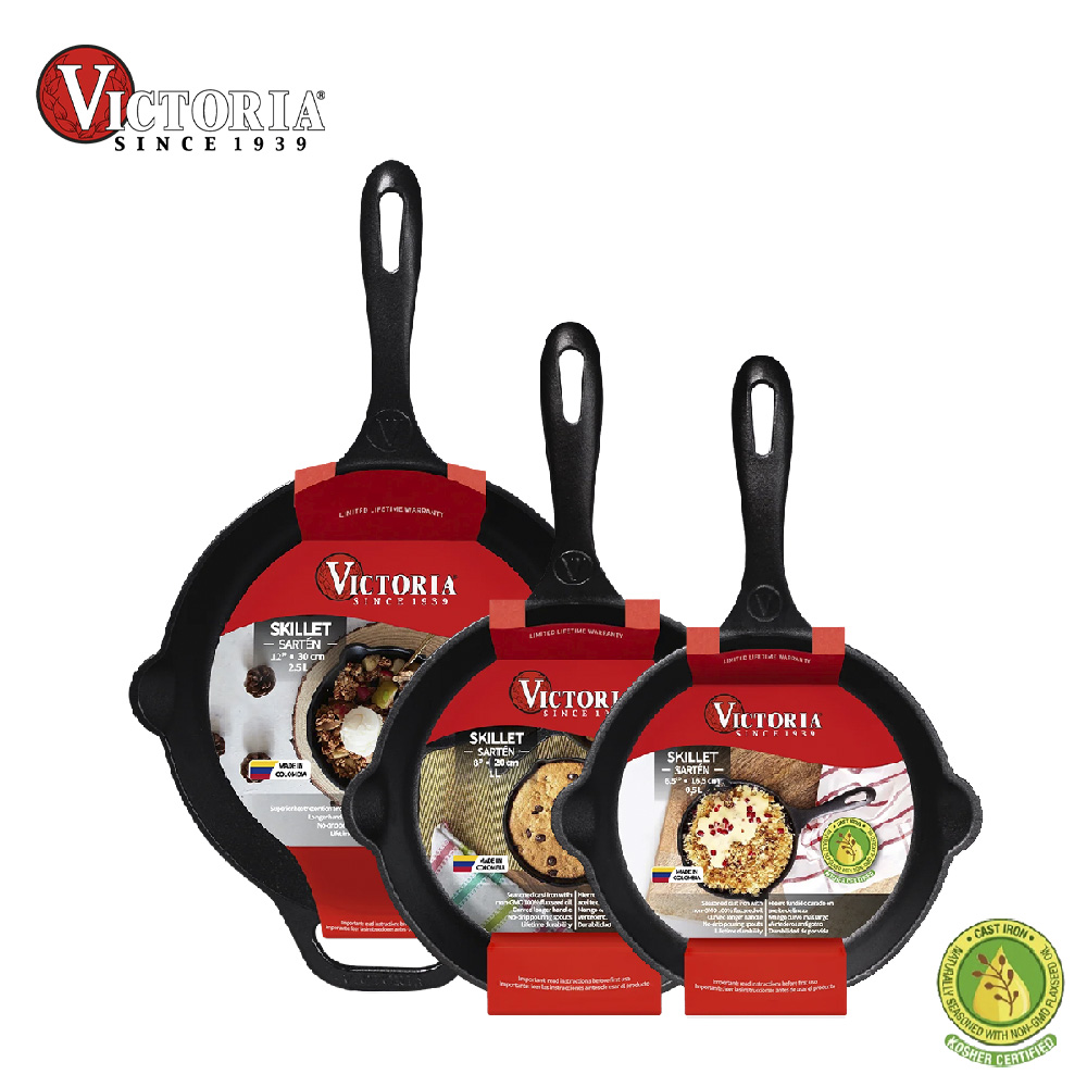 SET 3 SARTENES 16,20,30 CM HIERRO FUNDIDO VICTORIA - 1