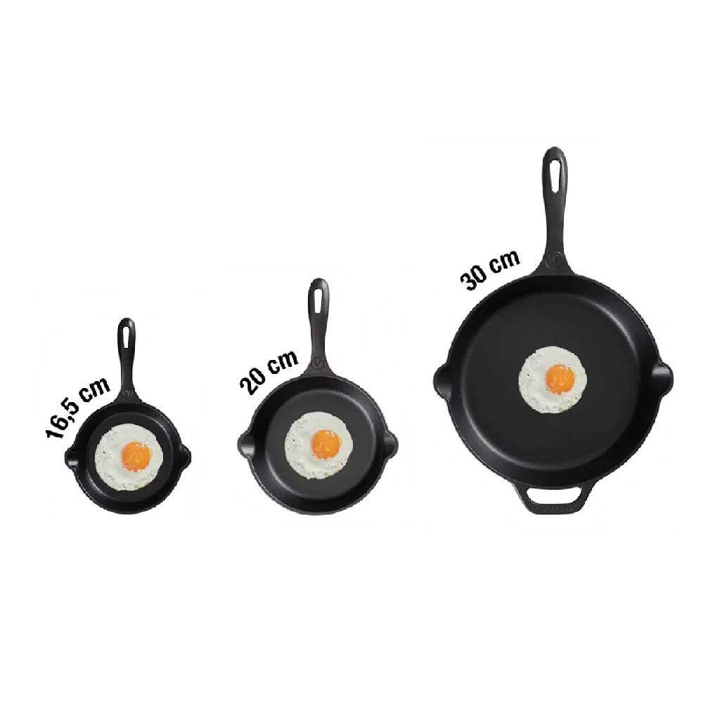 SET 3 SARTENES 16,20,30 CM HIERRO FUNDIDO VICTORIA - 2