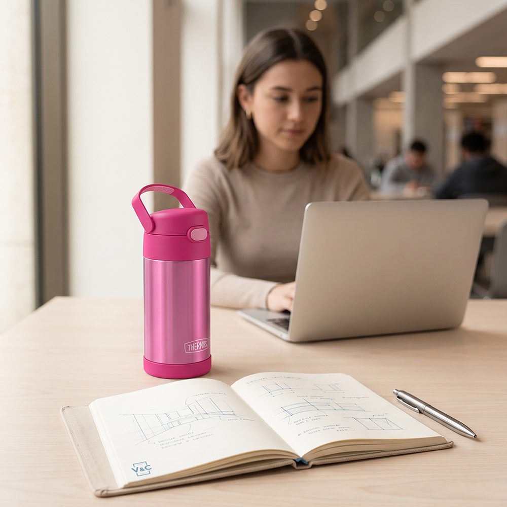 TOMATODO THERMOS FUNTAINER PARA NIÑOS 355 ML ROSADO - 10