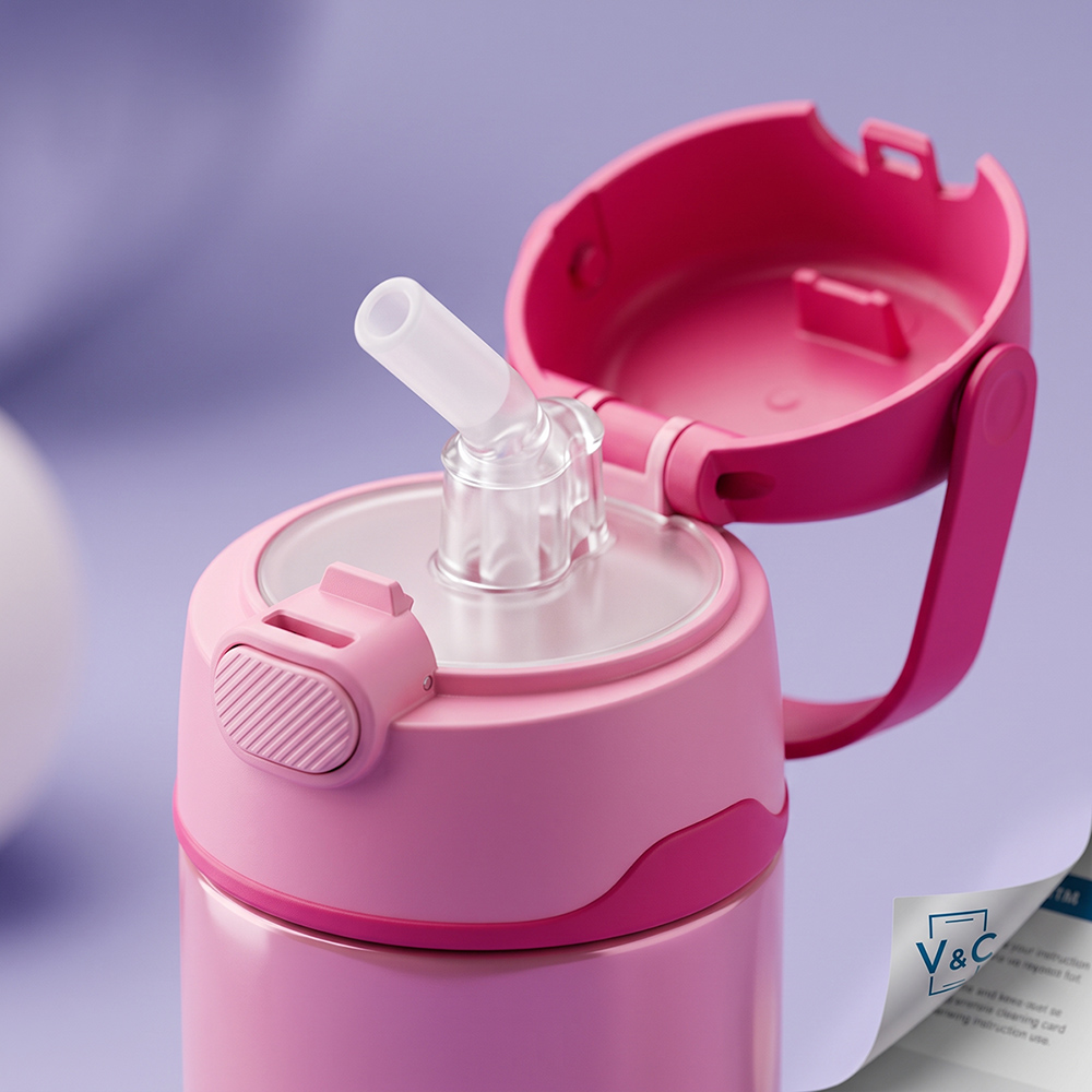 TOMATODO THERMOS FUNTAINER PARA NIÑOS 355 ML ROSADO - 4