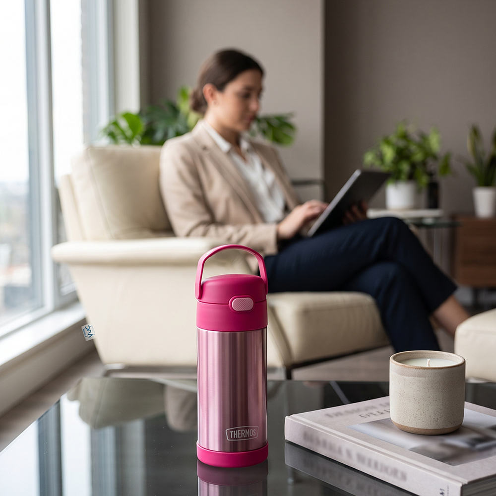 TOMATODO THERMOS FUNTAINER PARA NIÑOS 355 ML ROSADO - 6