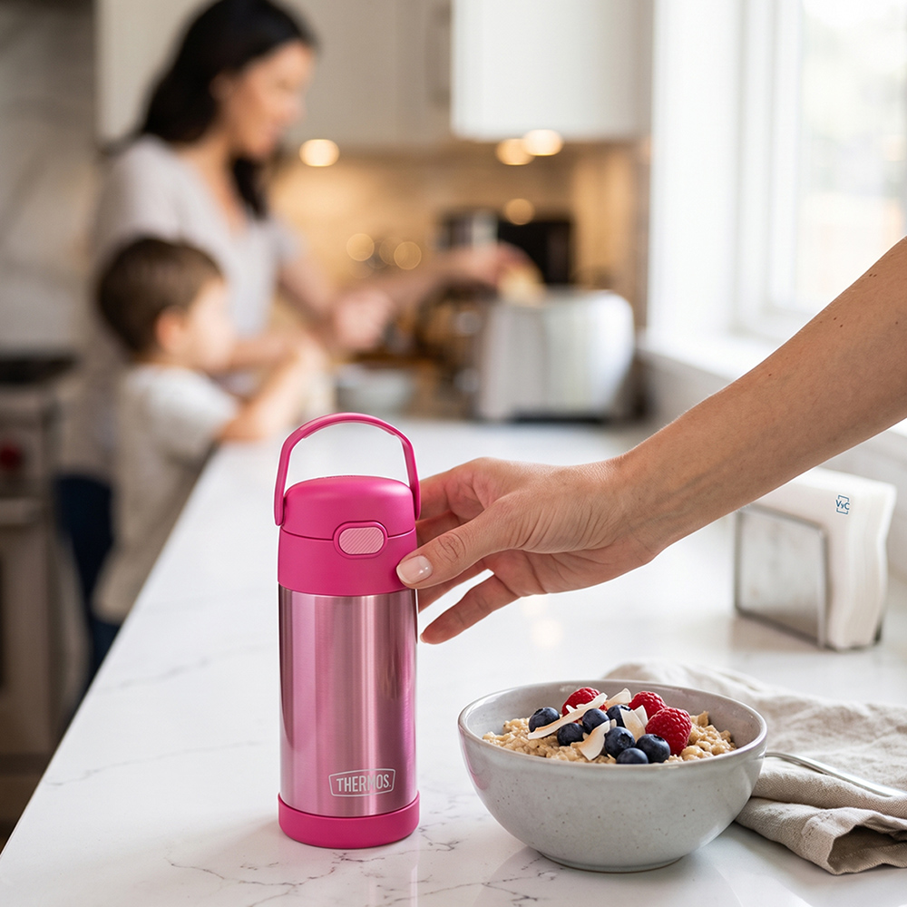 TOMATODO THERMOS FUNTAINER PARA NIÑOS 355 ML ROSADO - 7