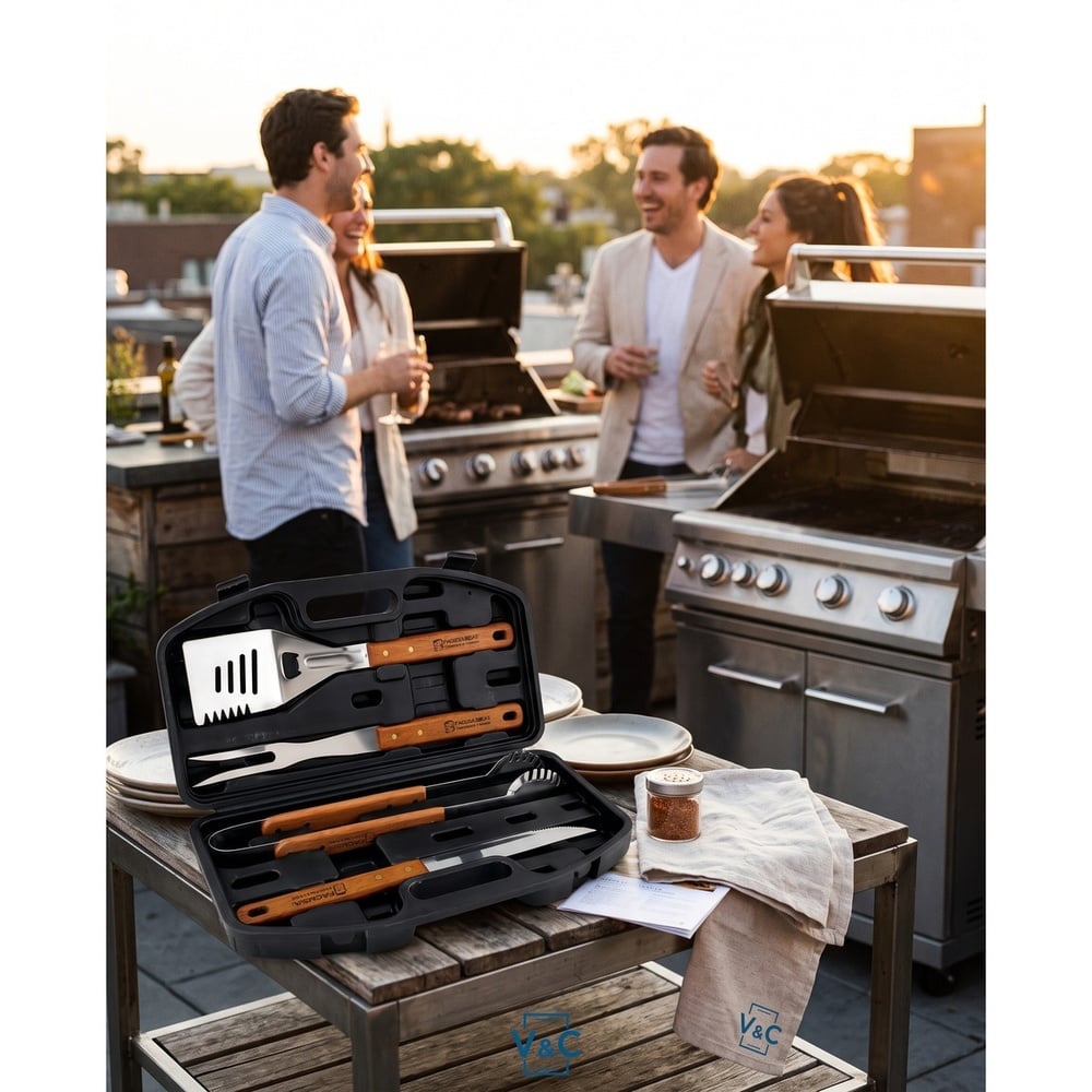 SET DE UTENSILIOS 4 PZAS PARRILLA BBQ CON MALETIN - 3