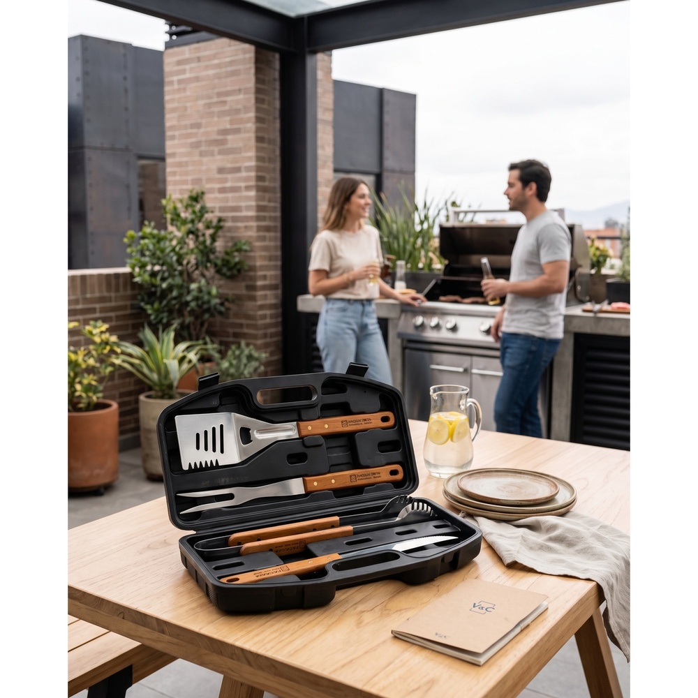 SET DE UTENSILIOS 4 PZAS PARRILLA BBQ CON MALETIN - 5