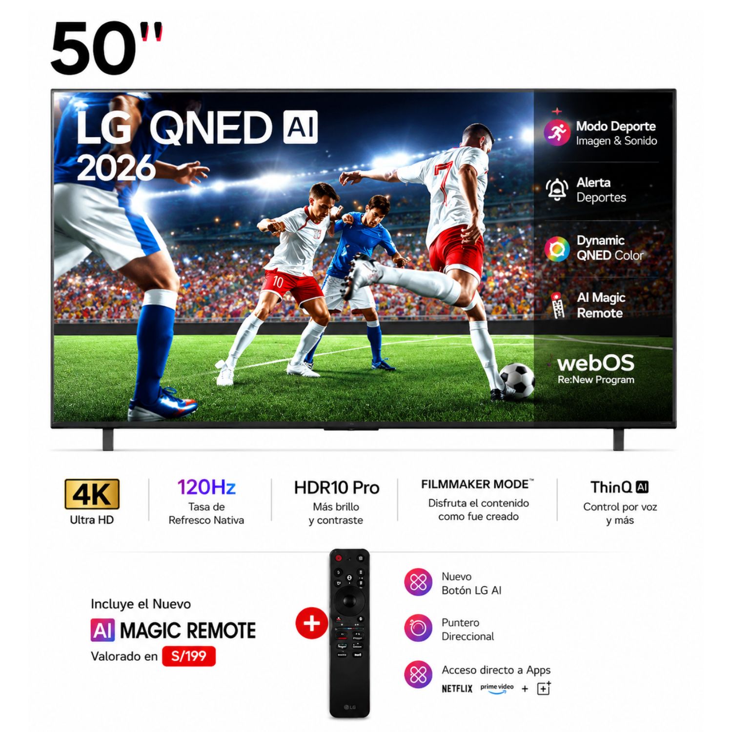 TELEVISOR LG 50 QNED 4K THINQ AI 50QNED73ASA SMART TV 2026 - 1