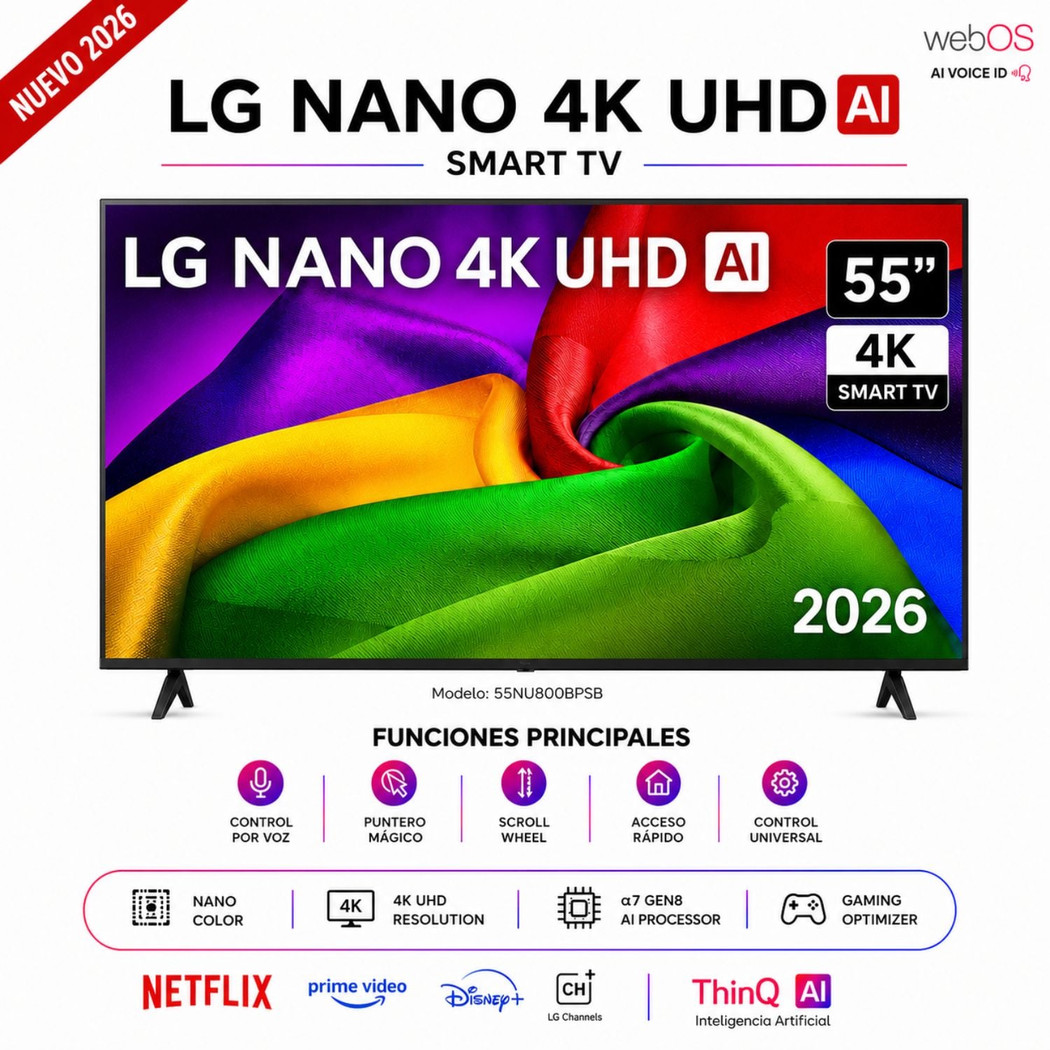TELEVISOR LG 55 PULG NANO 4K UHD AI SMART TV 2026 55NU800BPSBQ - 1