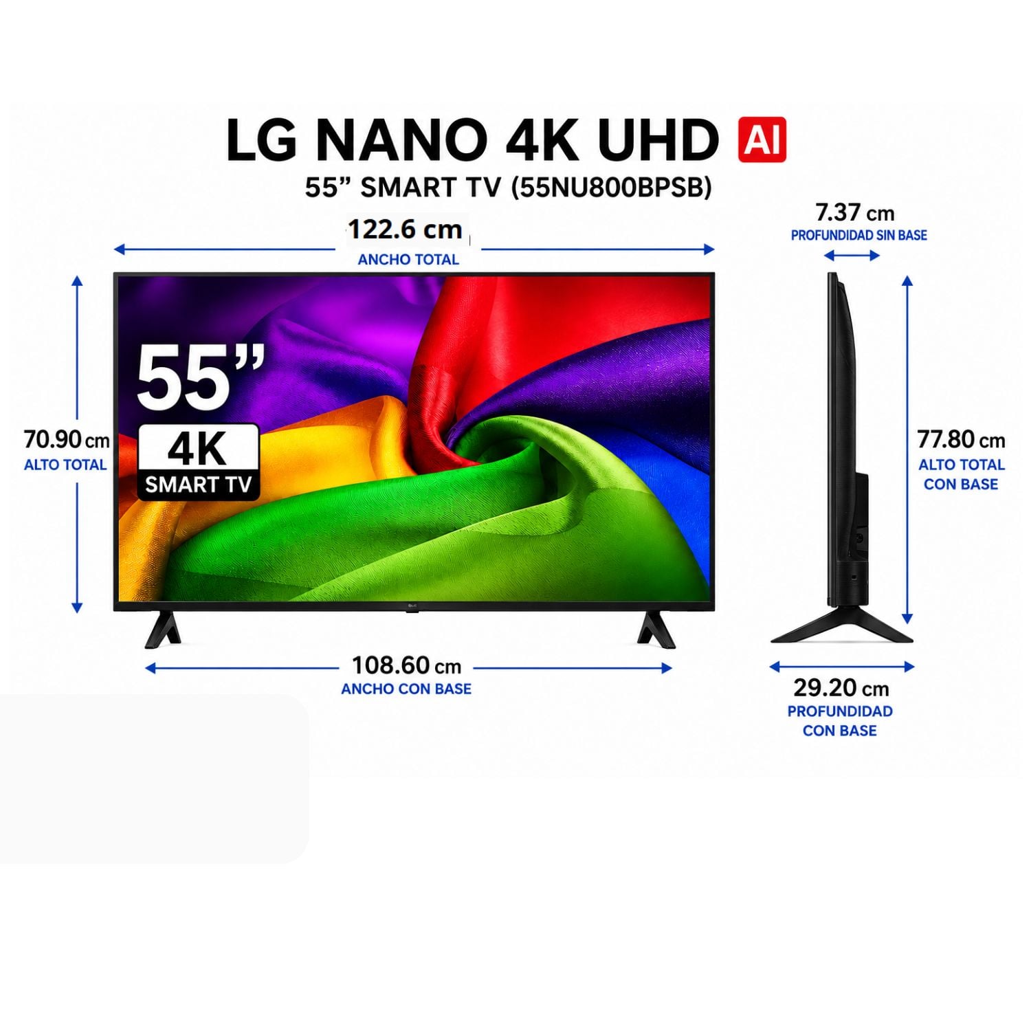 TELEVISOR LG 55 PULG NANO 4K UHD AI SMART TV 2026 55NU800BPSBQ - 2