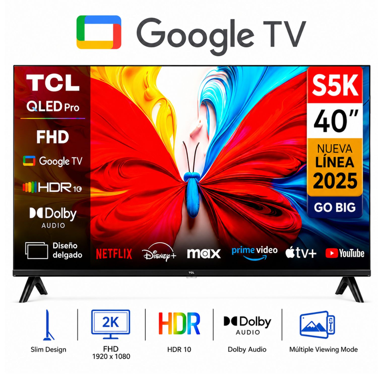 TELEVISOR TCL QLED 40 FULL HD GOOGLE TV  40S5K - 1