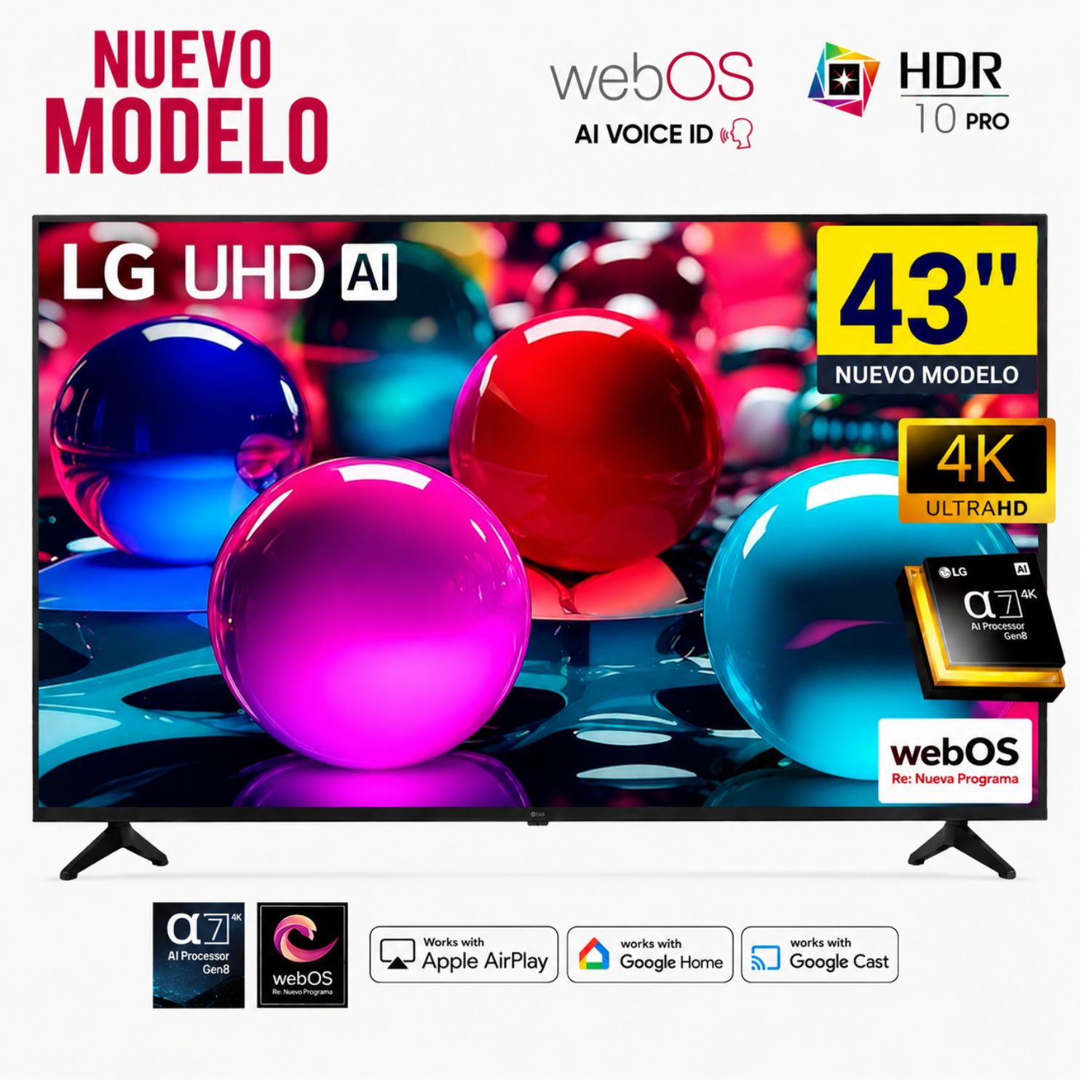 TELEVISOR SMART TV LG LED 4K ULTRA HD 43 43UA7300PSB CON THINQ AI - 1