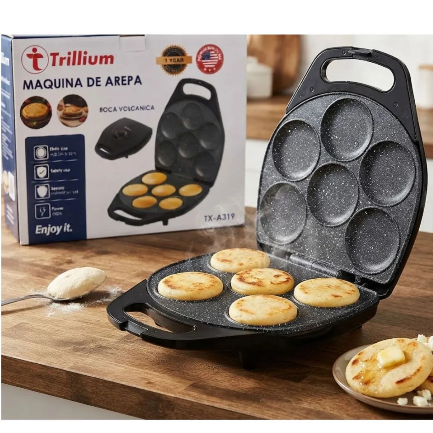 MAQUINA DE AREPA TOSTY AREPA MAKER TRILLIUM ROCA VOLCANICA TX-A319 - 8