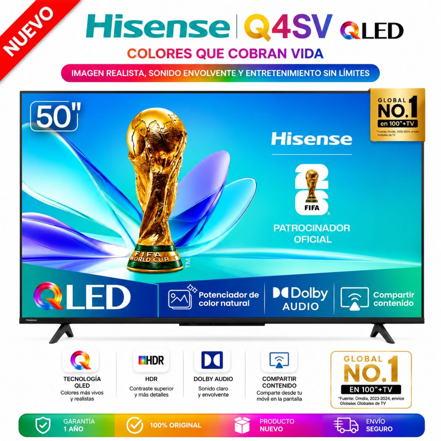 TELEVISOR 50'' QLED HISENSE FHD VIDAA 50Q4SV 2025 - 1