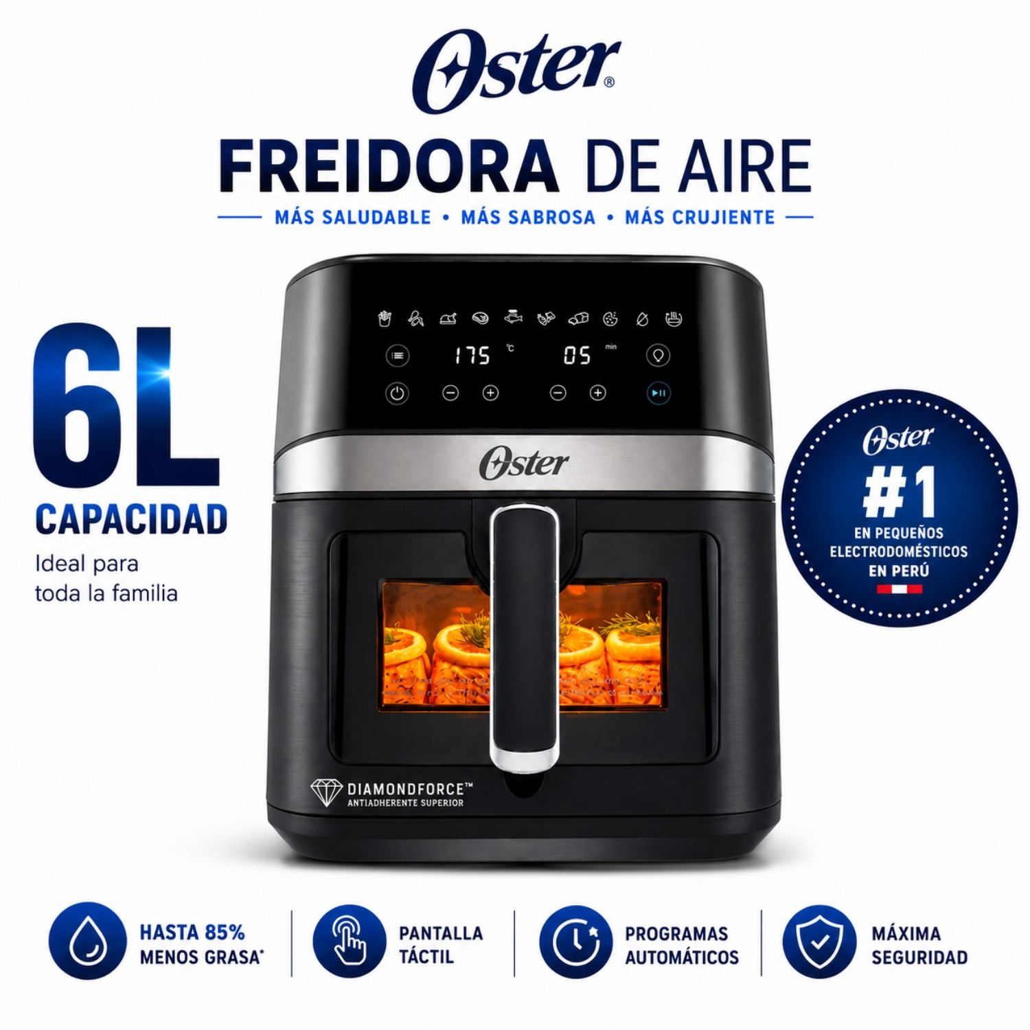FREIDORA DE AIRE DIGITAL OSTER 6L CKSTAF60WDDF NEGRA - 1