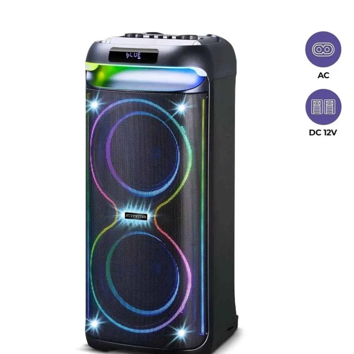 PARLANTE TORRE BLACKLINE 2X8 50W BLUETOOTH CON LUCES LED - 7