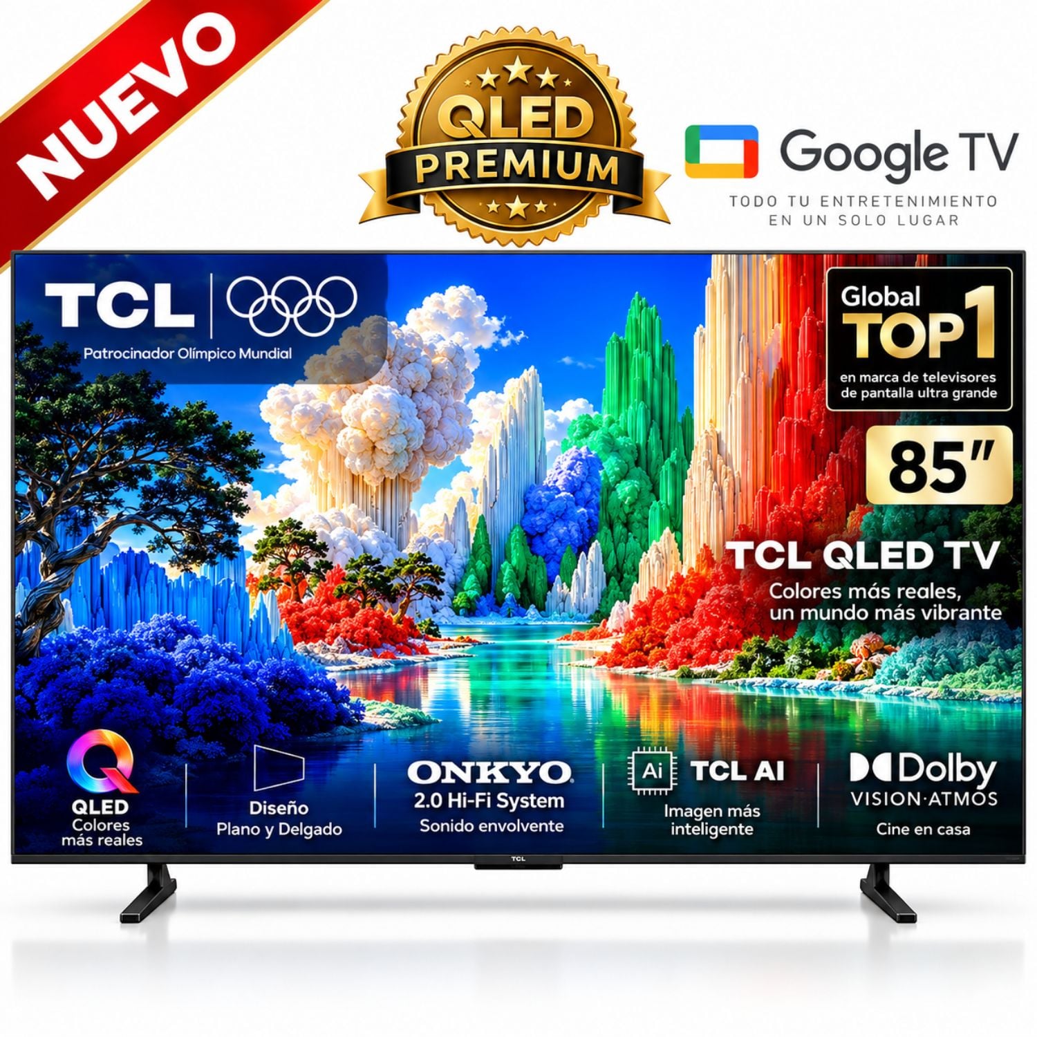 TELEVISOR TCL 85' QLED PREMIUM 85A400 4K ULTRA HD GOOGLE TV - 144 HZ - 1
