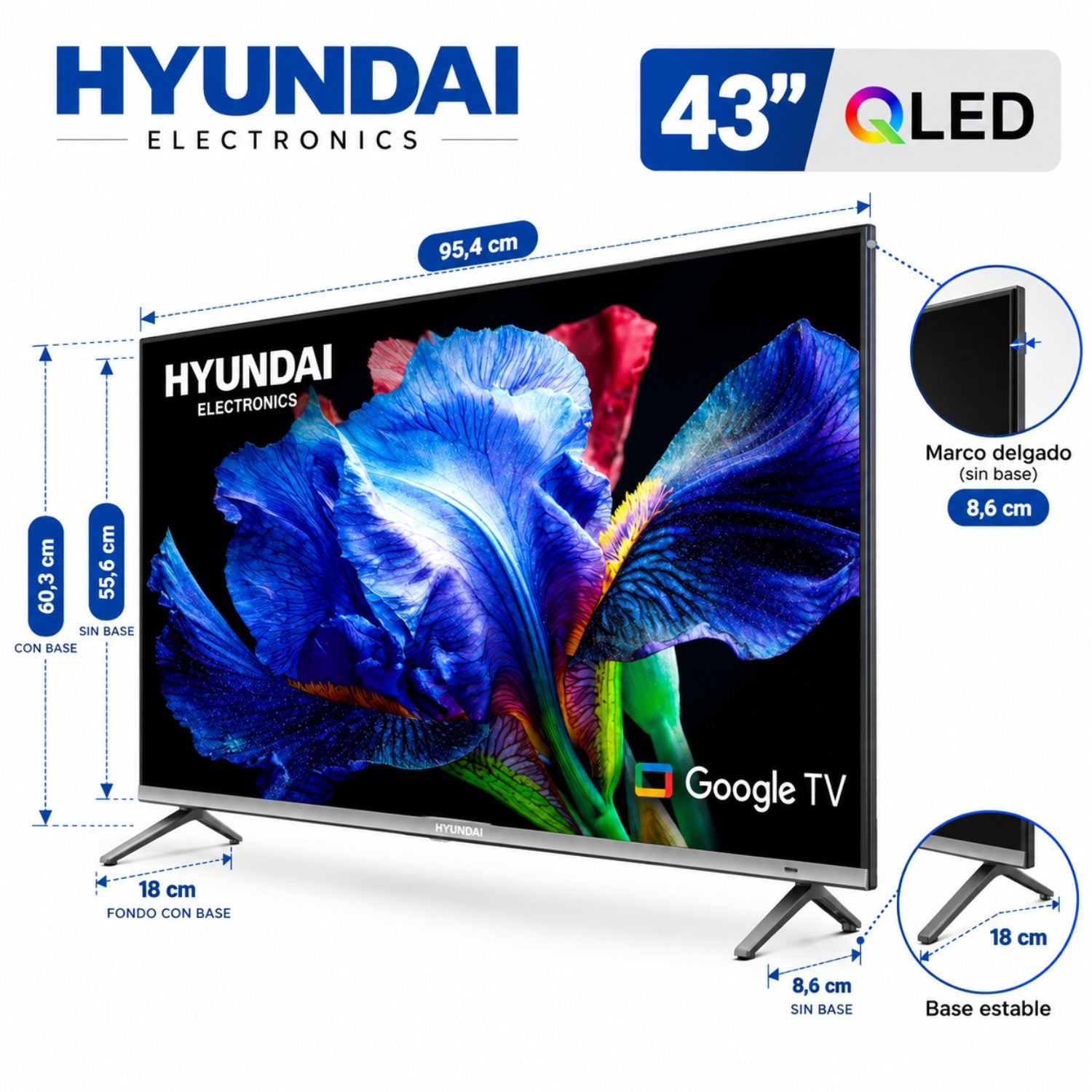 TELEVISOR HYUNDAI 43 QLED SMART TV FHD GOOGLE TV HYLED4326QG - 2