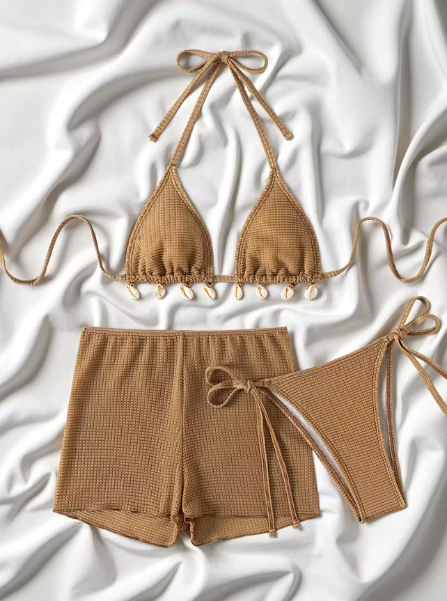 SET BIKINI ARENA DE TRES PIEZAS TEXTURIZADO - 3