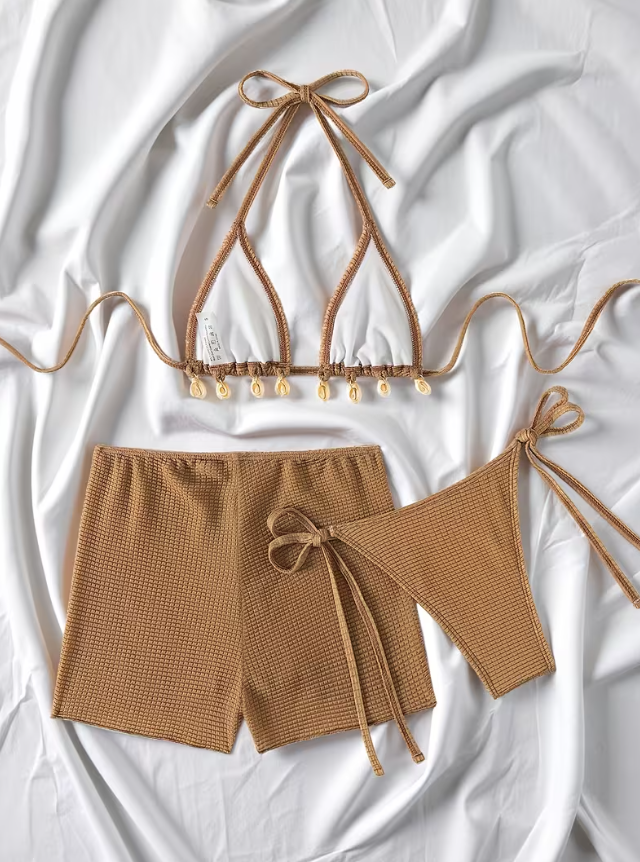 SET BIKINI ARENA DE TRES PIEZAS TEXTURIZADO - 4