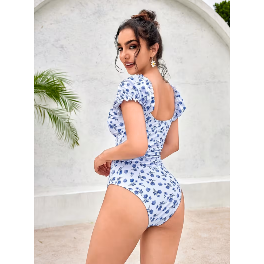 SEXY ENTERIZO FLORAL CORTE CUT OUT FRONTAL Y ARO METALICO - ESTILO COQUETTE - 3