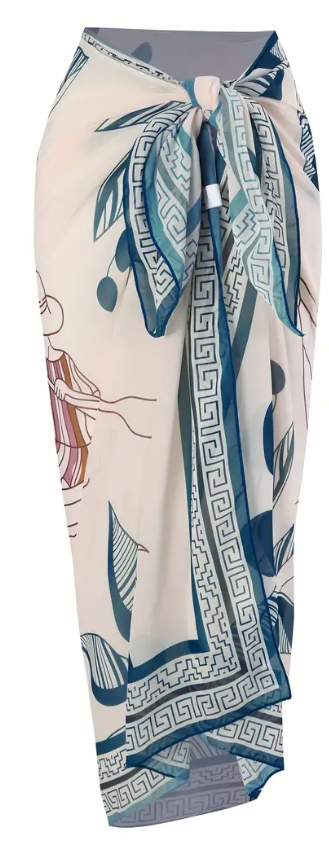 PAREO PLAYERO TROPICAL LARGO ESTILO BOHEMIO MEDITERRANEO - 4