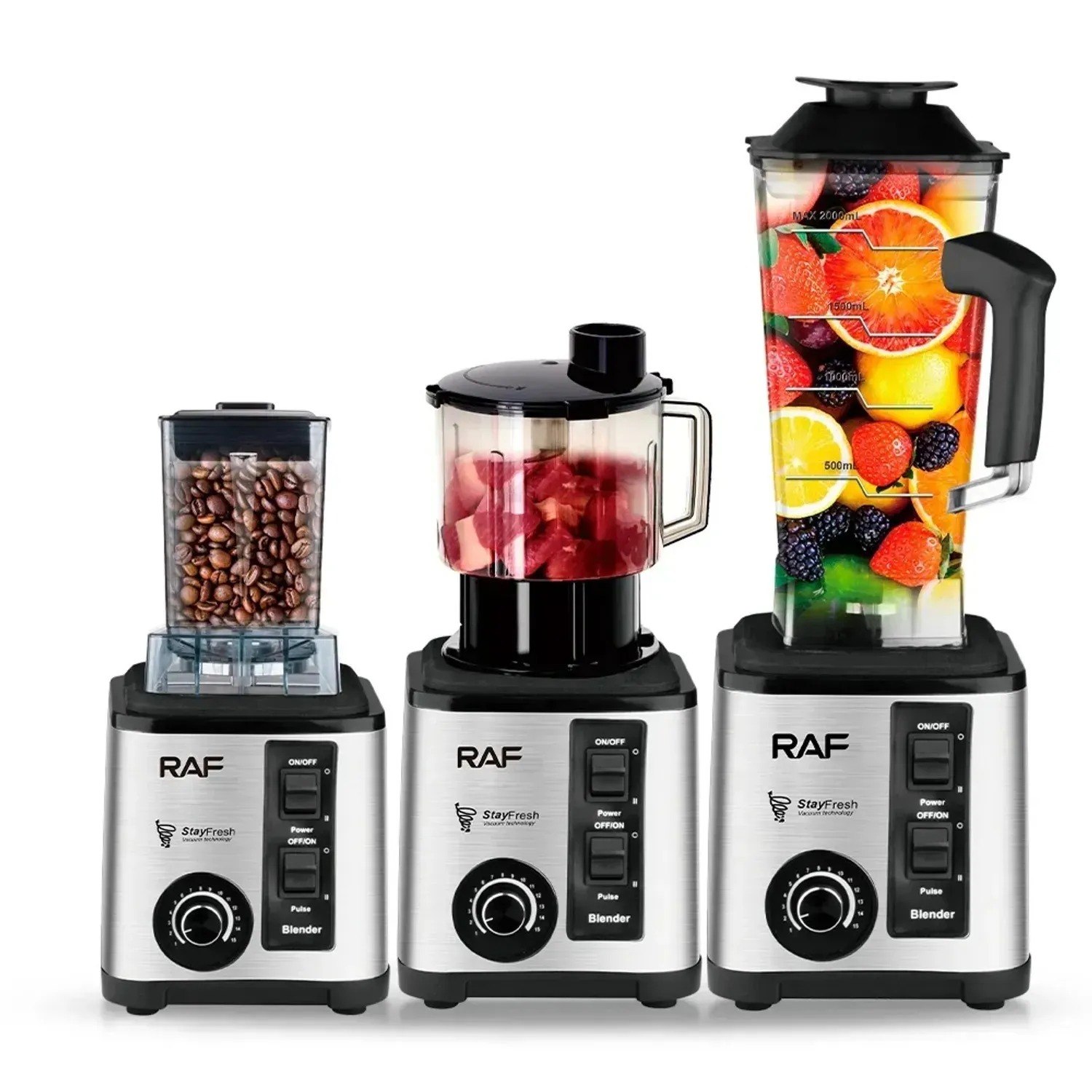 LICUADORA RAF 3 EN 1, TRITURA HIELO, 2600 WATTS Y 15 VELOCIDADES - 2