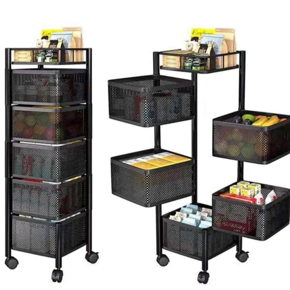 ORGANIZADOR DE VERDURAS Y ALIMENTOS CUADRADO 5 NIVELES COLOR NEGRO - 1