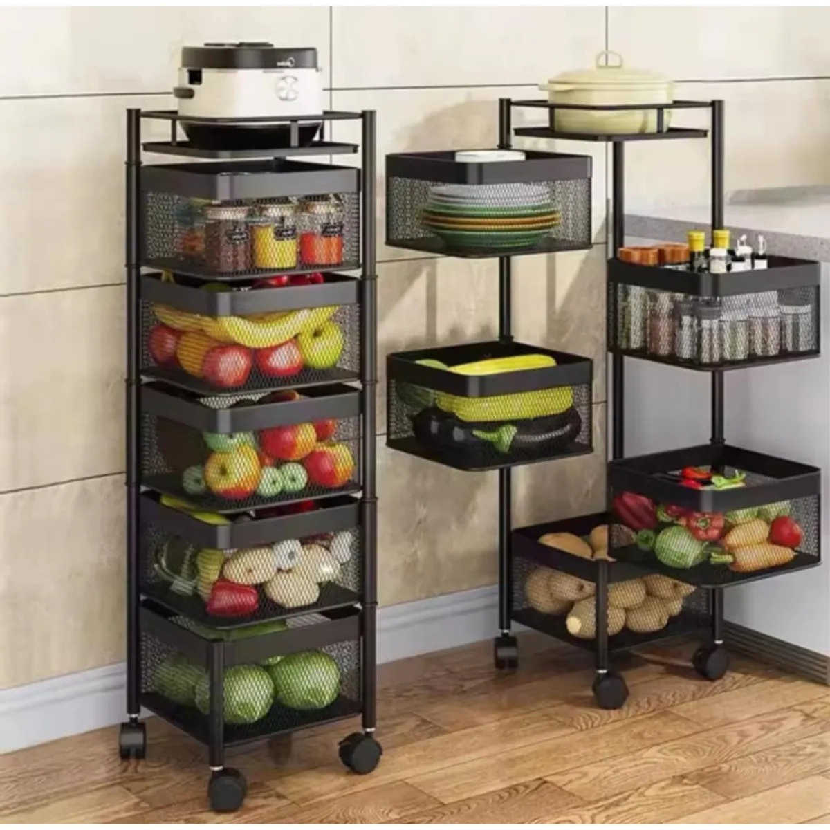 ORGANIZADOR DE VERDURAS Y ALIMENTOS CUADRADO 5 NIVELES COLOR NEGRO - 3