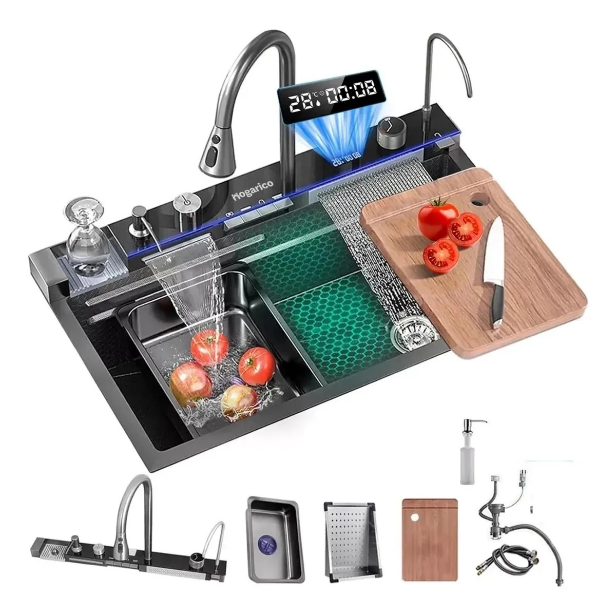 LAVADERO MULTIFUNCIONAL DE COCINA 7 EN 1 CON LUCES 5 TECLAS + MEZCLADORA - 1