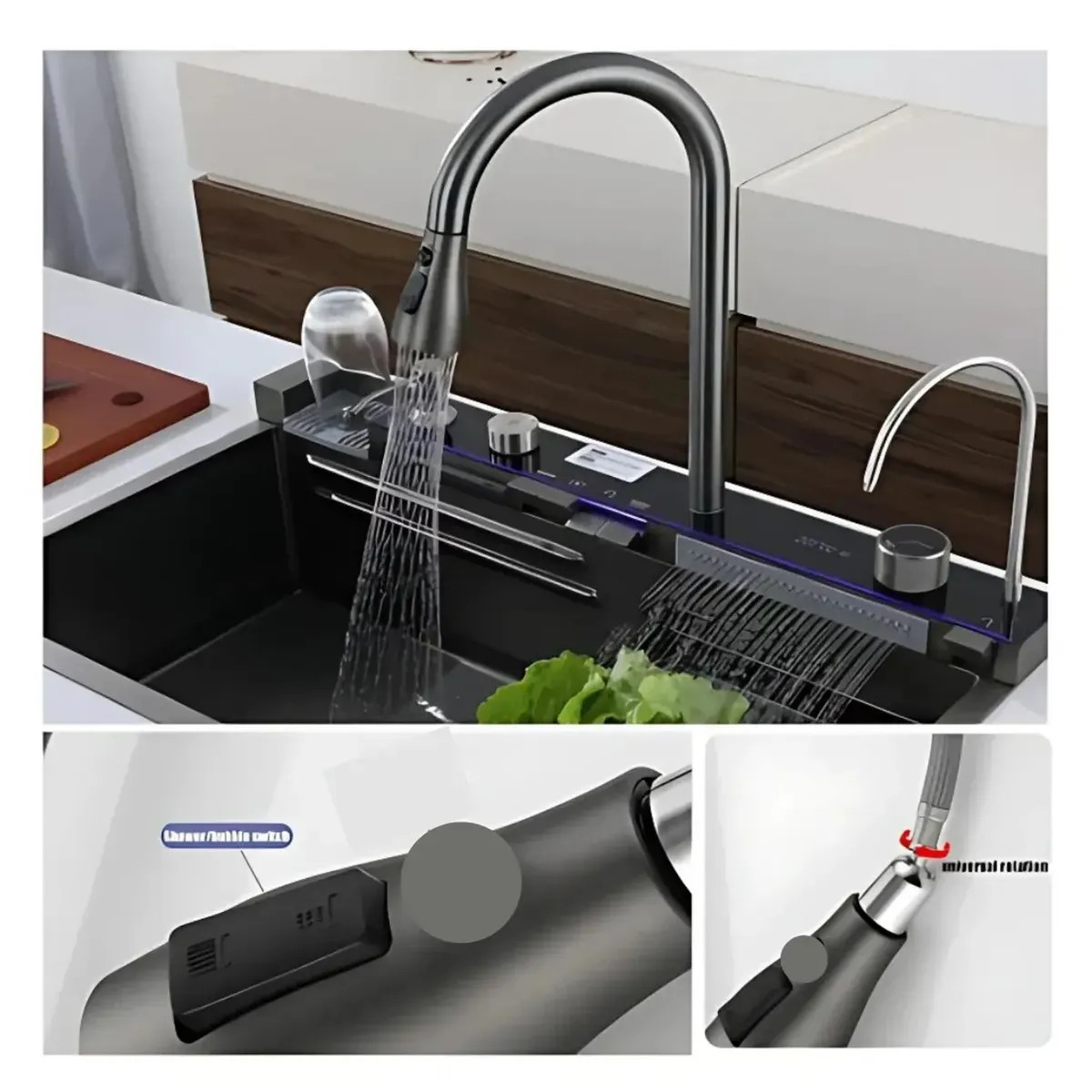 LAVADERO MULTIFUNCIONAL DE COCINA 7 EN 1 CON LUCES 5 TECLAS + MEZCLADORA - 2