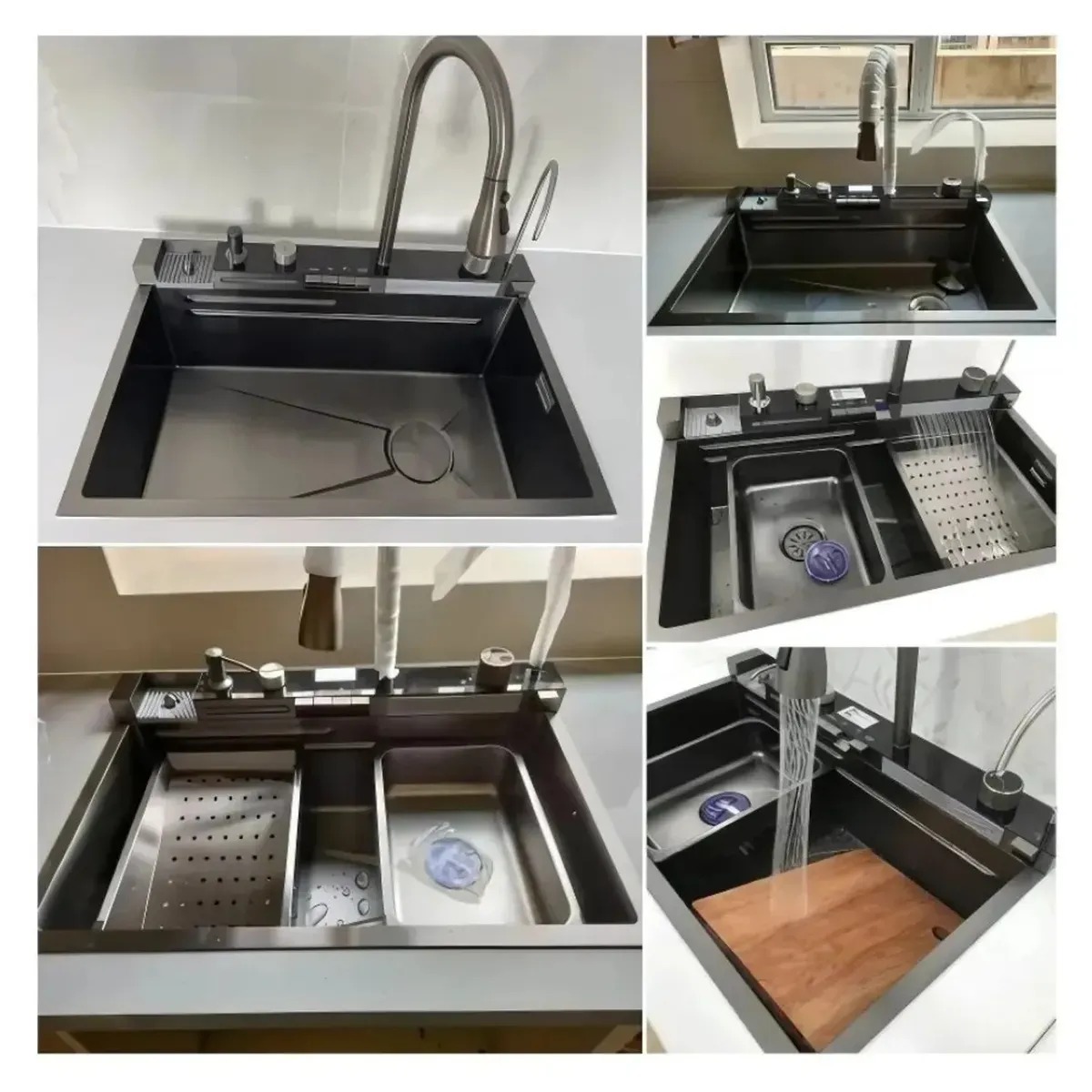 LAVADERO MULTIFUNCIONAL DE COCINA 7 EN 1 CON LUCES 5 TECLAS + MEZCLADORA - 4