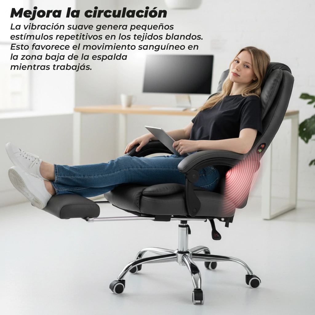 SILLON MASAJEADOR GERENCIAL CON VIBROMASAJES LUMBAR, RECLINABLE, ERGONOMICO CON REPOSAPIES BERLIN 707 - 4