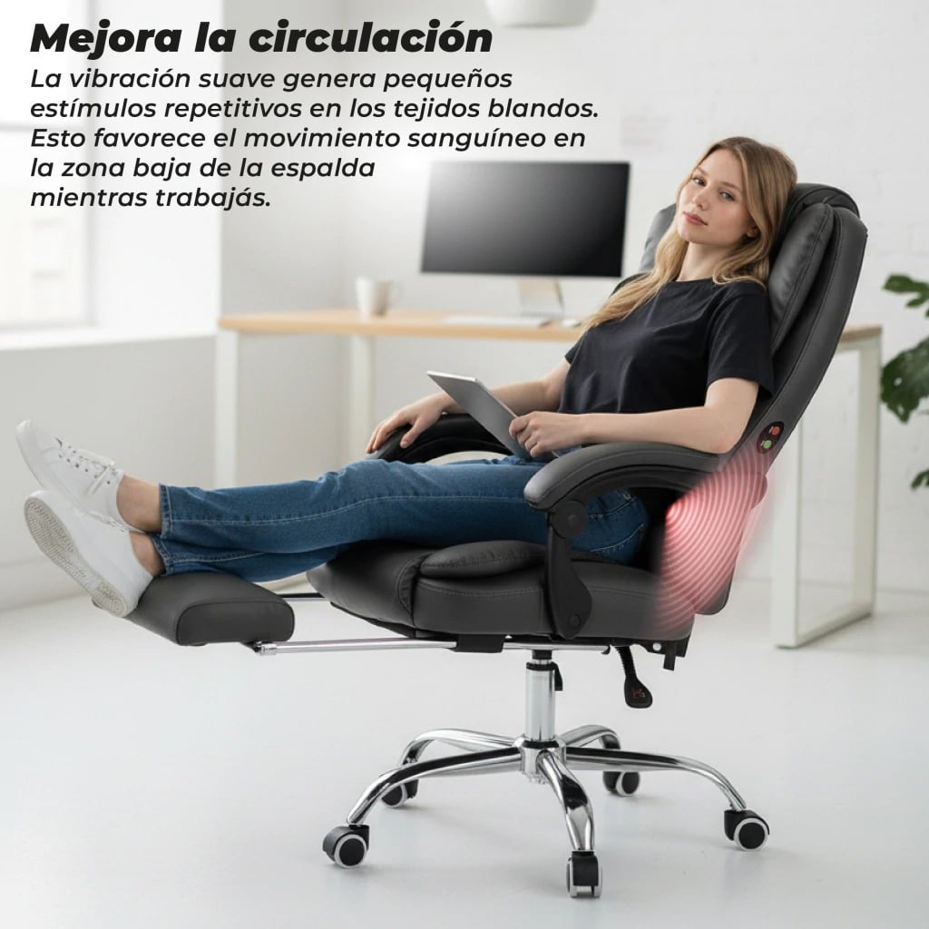 SILLON MASAJEADOR GERENCIAL CON VIBROMASAJES LUMBAR, RECLINABLE, ERGONOMICO CON REPOSAPIES BERLIN 707 - 4