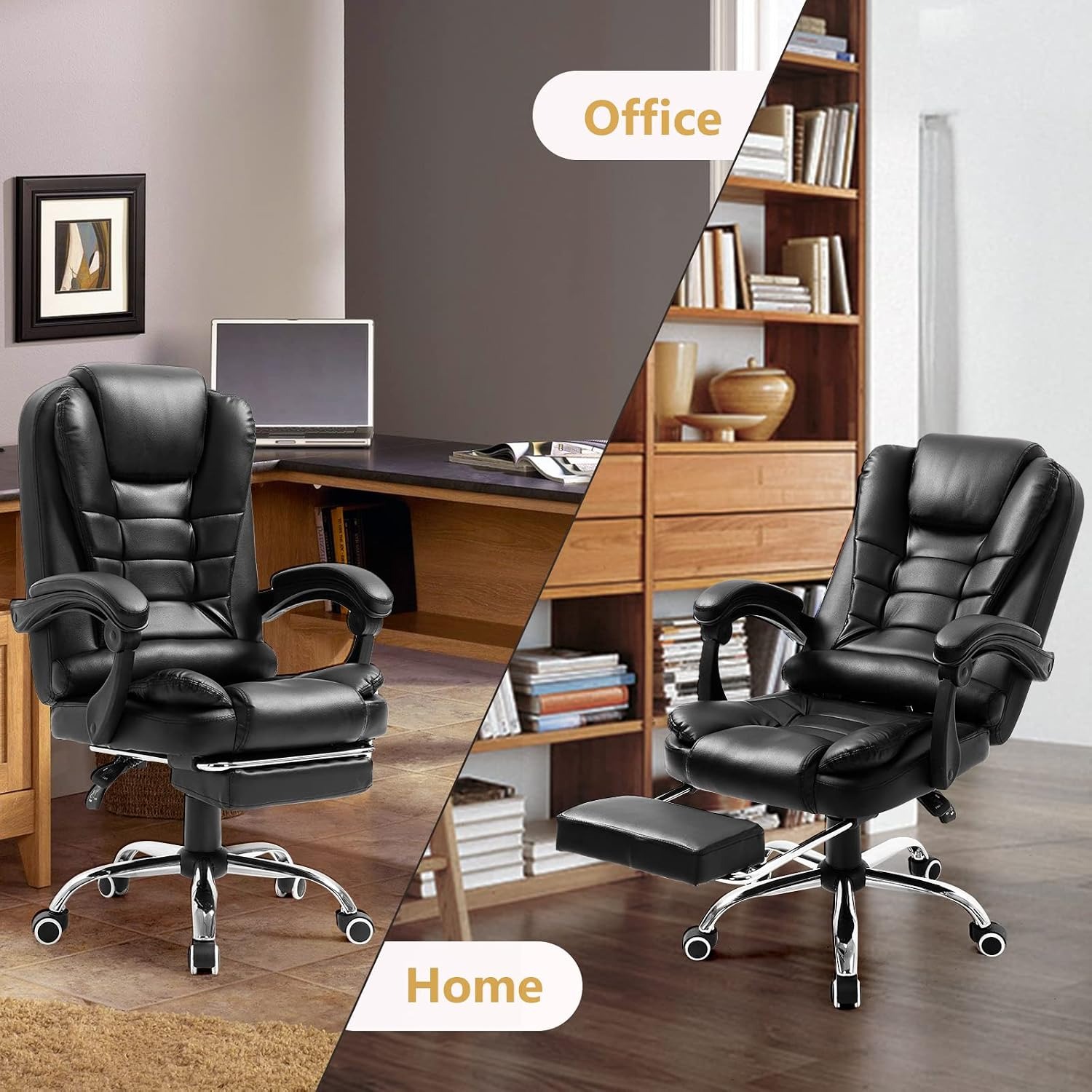 SILLON MASAJEADOR GERENCIAL CON VIBROMASAJES LUMBAR, RECLINABLE, ERGONOMICO CON REPOSAPIES BERLIN 707 - 7