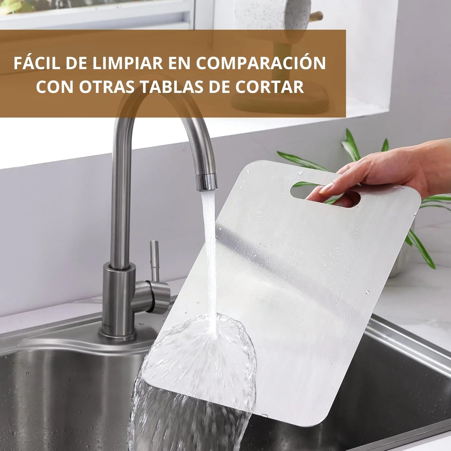 TABLA DE PICAR ACERO INOXIDABLE 34X23 CM DISEÑO PREMIUM - 2
