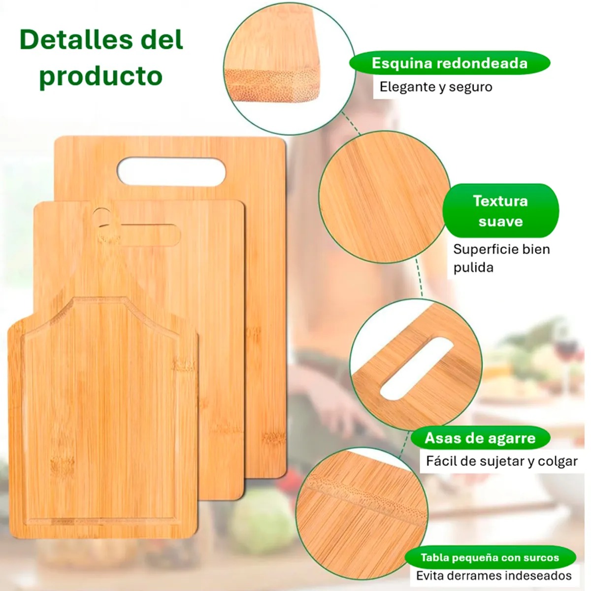 KIT DE 3 TABLAS PARA PICAR DE BAMBU - 2