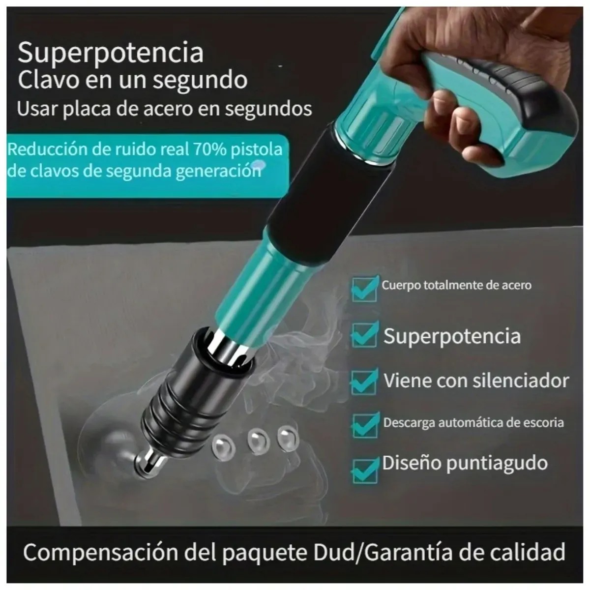 PISTOLA DE CLAVOS AUTOMATICA PROFESIONAL CON SILENCIADOR - REMACHADORA - 3
