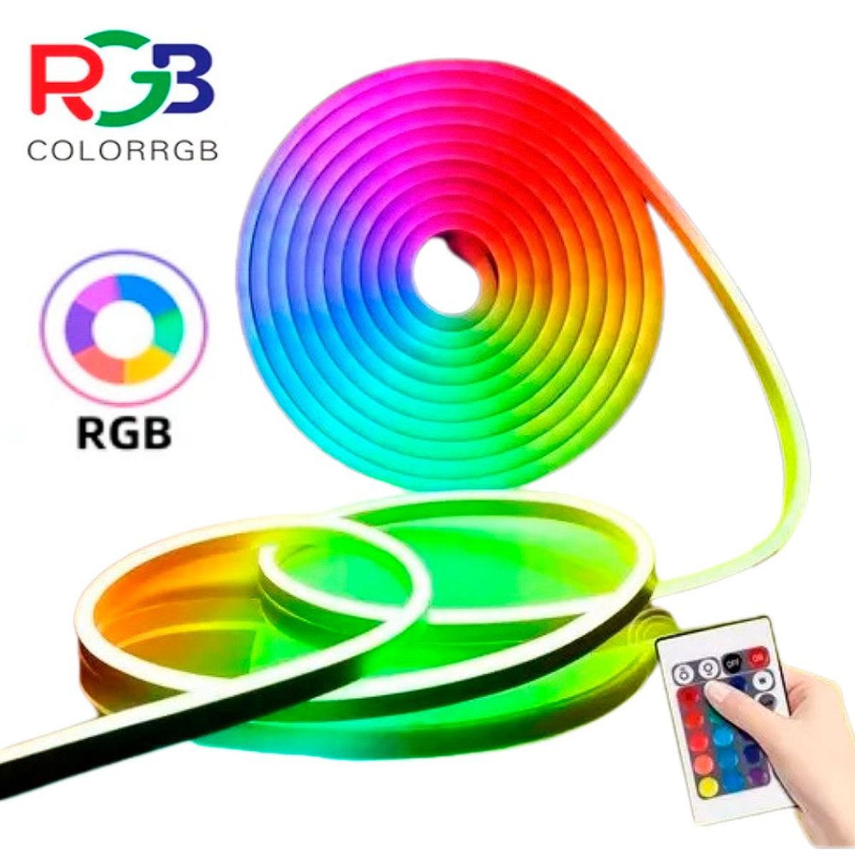 CINTA LED NEON 5 METROS 12V RGB TIRAS LUCES RGB + CONTROL ROMOTO - 1