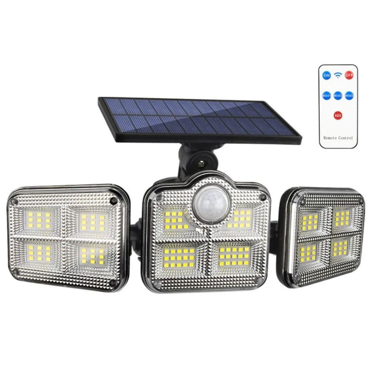 LAMPARA REFLECTOR PARA EXTERIORES TRIPLE CABEZAL PANEL SOLAR CON SENSOR DE MOVIMIENTO MOD FL1725A - 5
