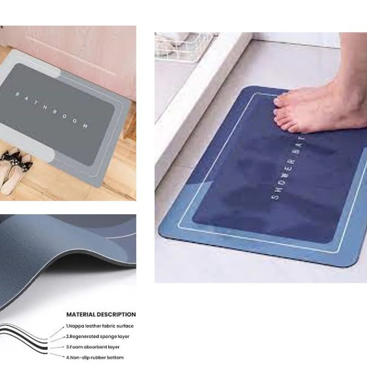 TAPETE DE BAÑO ALFOMBRA PISO SUAVE ABSORVENTE - 5