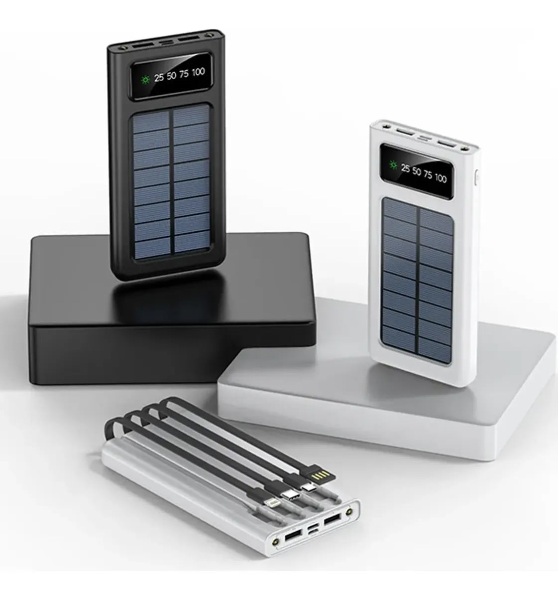BATERIA PORTATIL 10000 MAH CARGA RAPIDA 4 CABLES INCORPORADOS Y 1 CABLE USB - 1