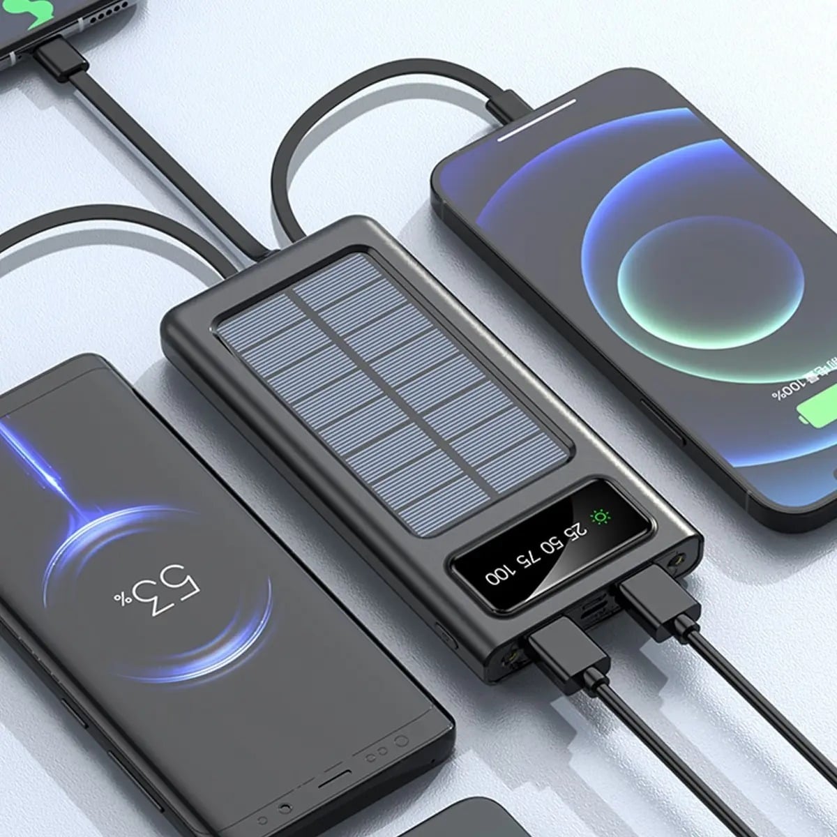 BATERIA PORTATIL 10000 MAH CARGA RAPIDA 4 CABLES INCORPORADOS Y 1 CABLE USB - 4