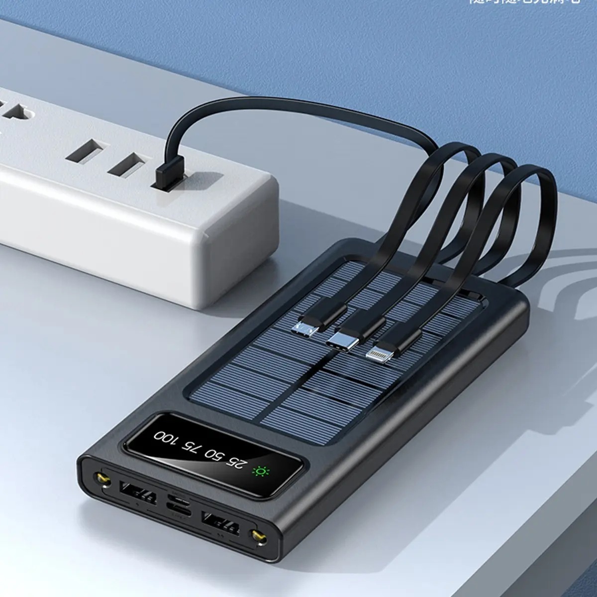 BATERIA PORTATIL 10000 MAH CARGA RAPIDA 4 CABLES INCORPORADOS Y 1 CABLE USB - 5