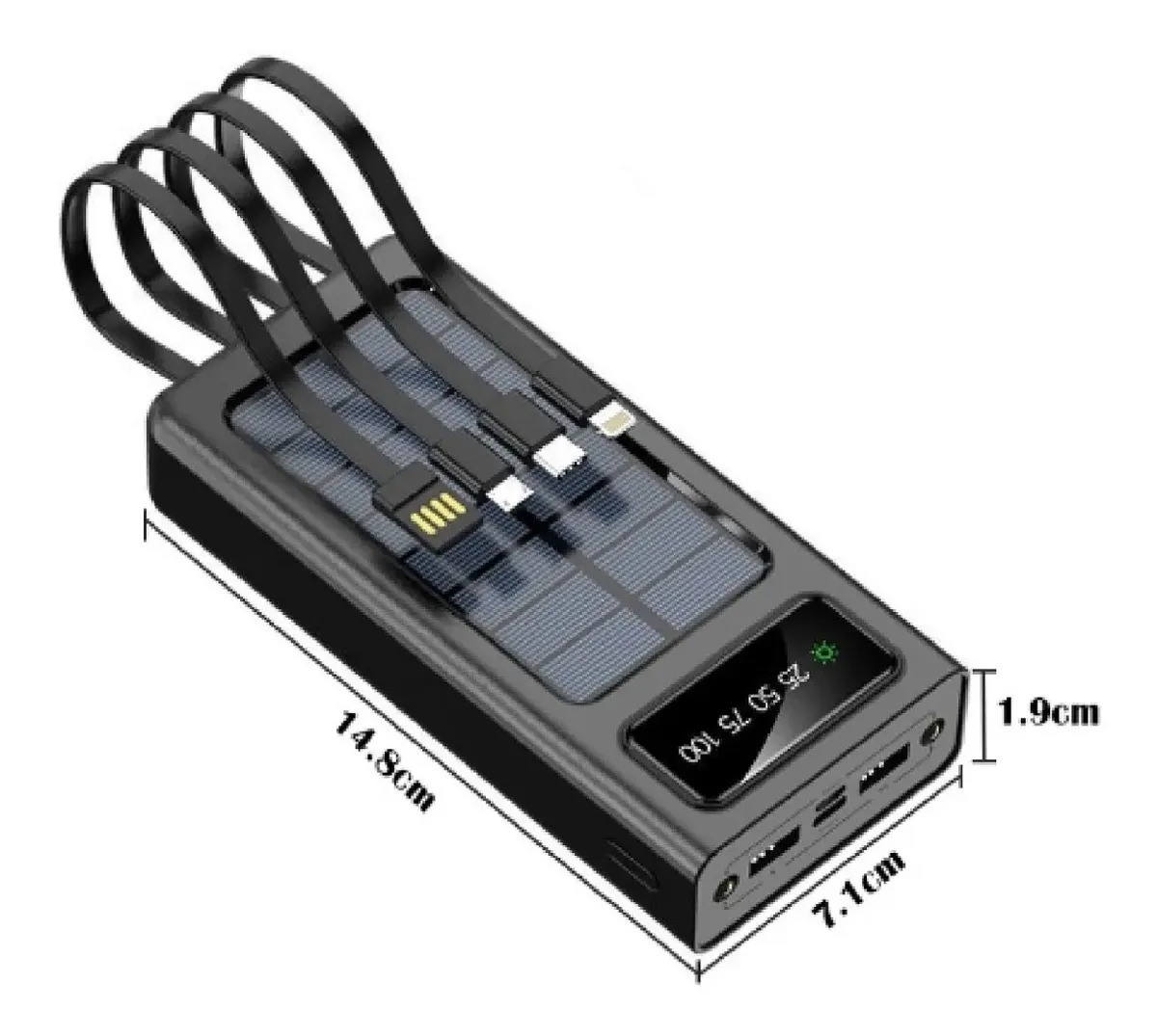 BATERIA PORTATIL 10000 MAH CARGA RAPIDA 4 CABLES INCORPORADOS Y 1 CABLE USB - 7